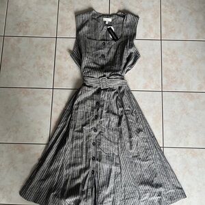 Banana Republic Striped Gray Sleeveless Dress NWT